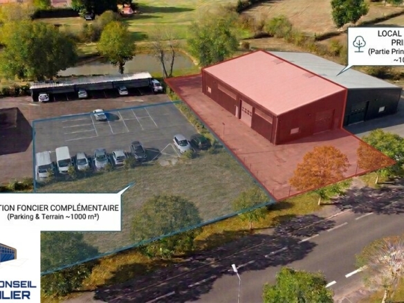 A VENDRE AVEC VISIBILITE LOCAL D’ACTIVITE DE 350M2 sur FONCIER DE 2000M2